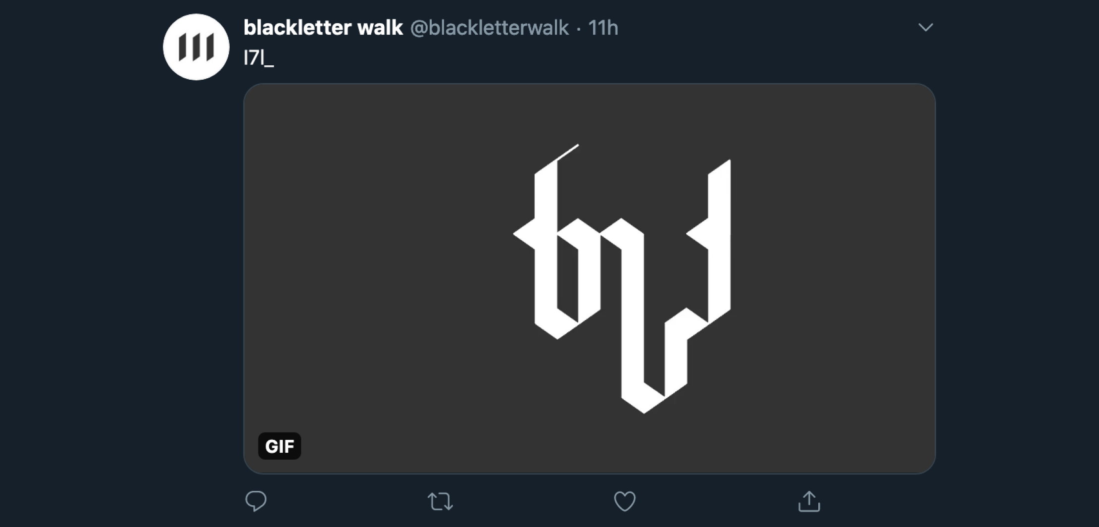 A single frame from a Blackletter Walk gif