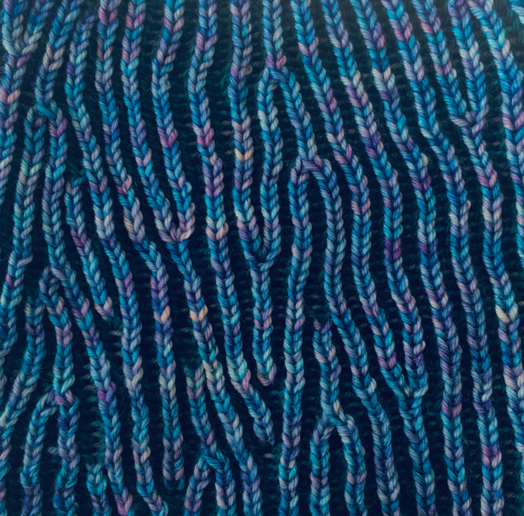 A close up photo of a knitted swatch